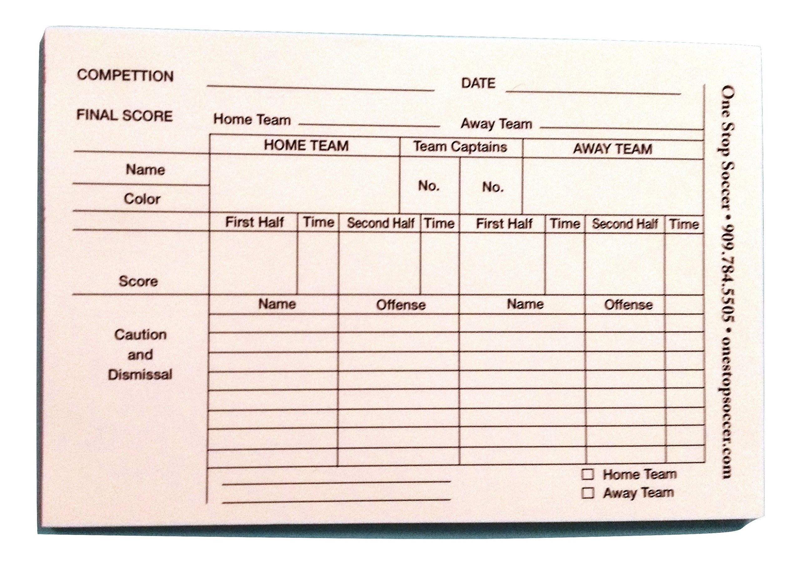 1 STOP SOCCER Referee Score Pads 100 Sheets Scorebooks Amazon Canada