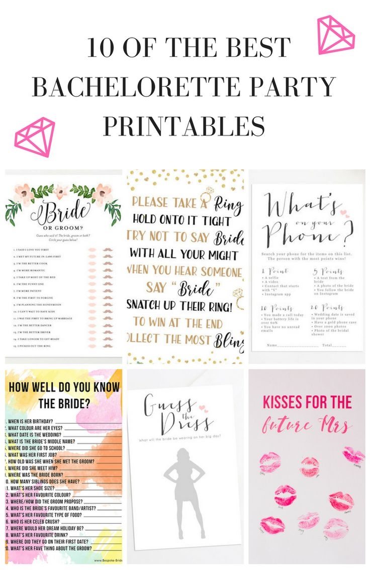 10 Bachelorette Party And Bridal Shower Games Free Printables