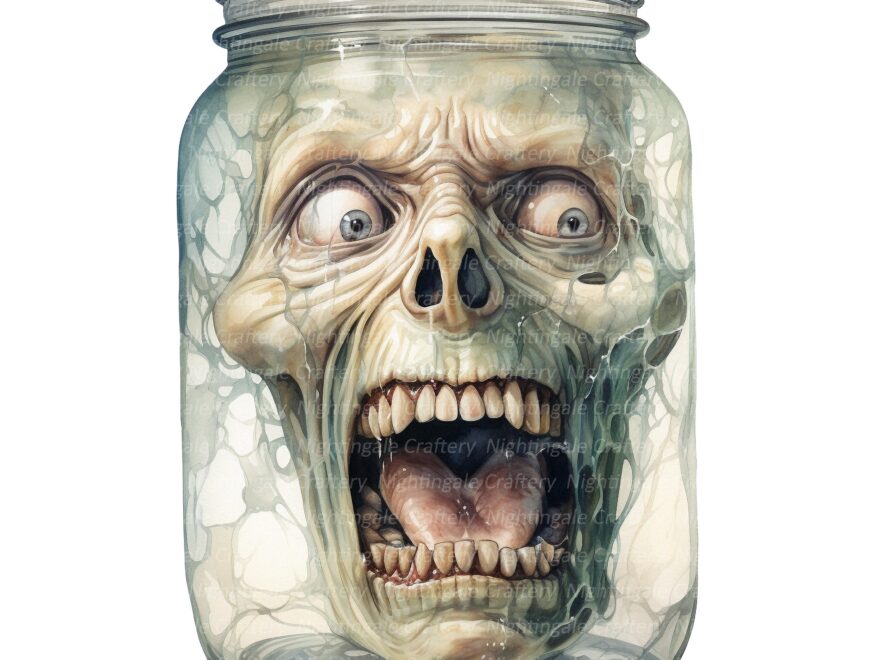 10 Scary Face In Jar Clipart Halloween Printable Watercolor Clipart High Quality Jpgs Digital Download Paper Craft Junk Journals Etsy