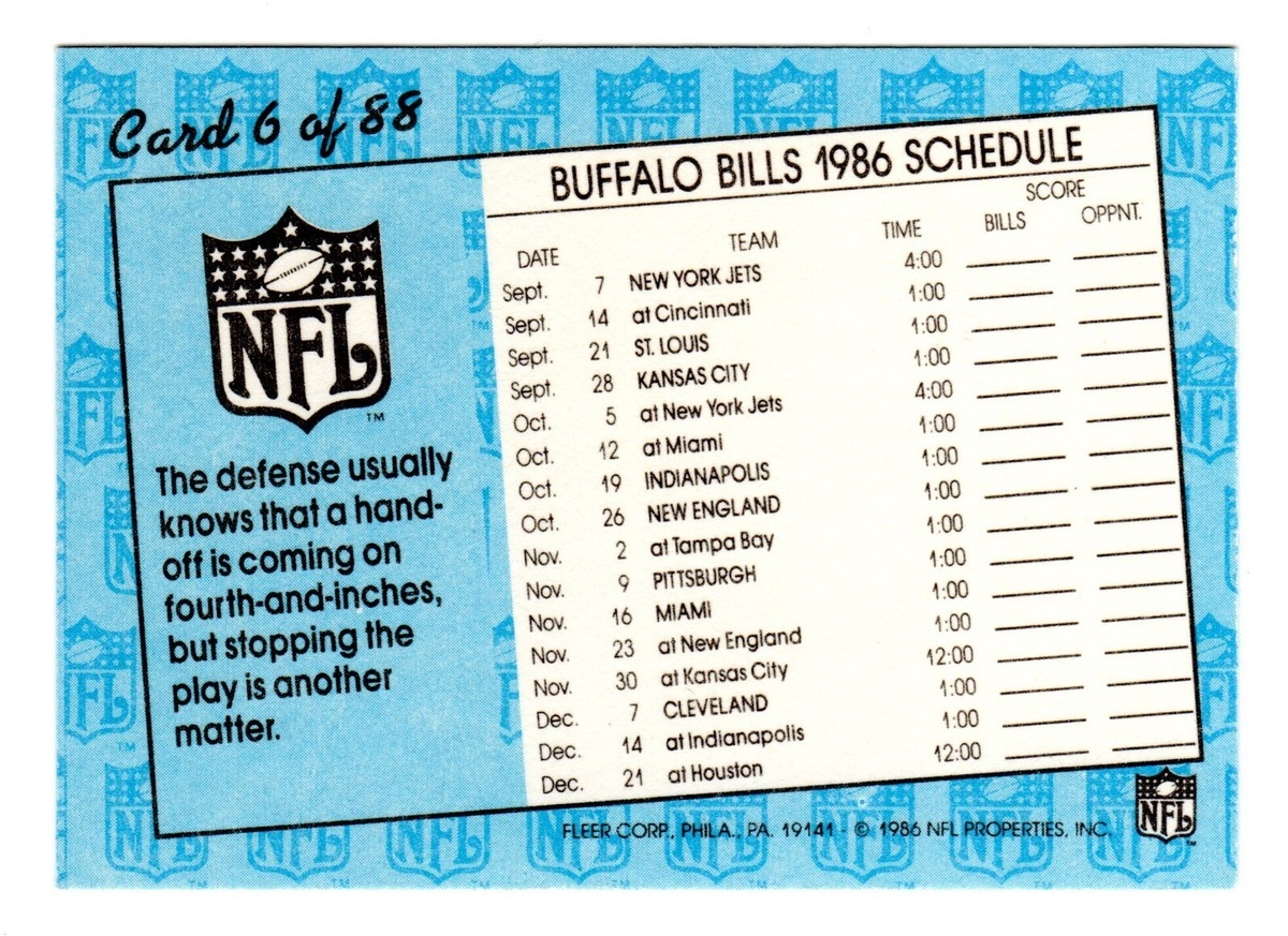 1986 Fleer Team Action Football Cards 1 88 You Pick Fill Your Sets EBay