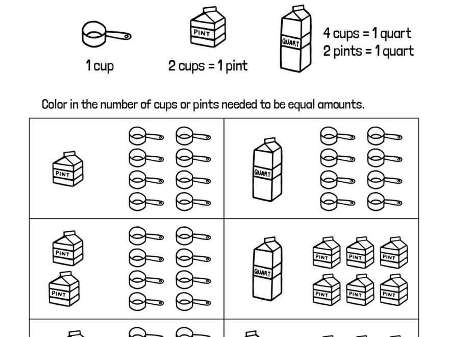 1st Grade Worksheet Measuring Liquids TheCatholicKid