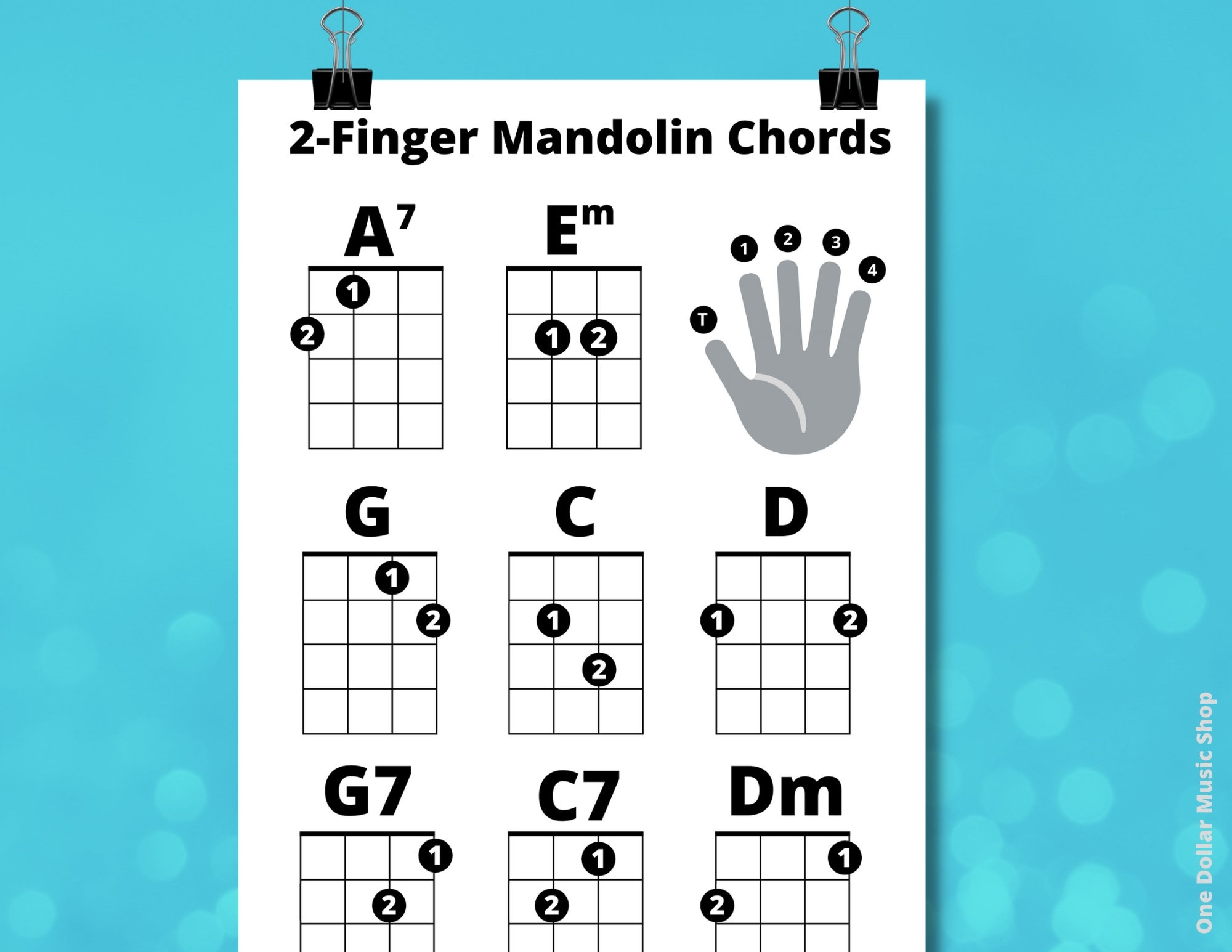 2 Finger Beginner Mandolin Chords Sheet Great For Beginners 1 Page Instant Download Easy Mando Chords Mandolin For Newbs Etsy New Zealand