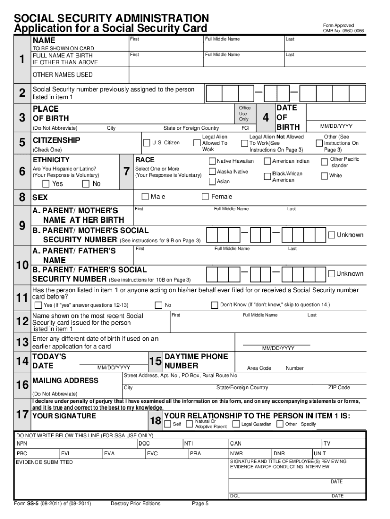Social Security Application Form Printable