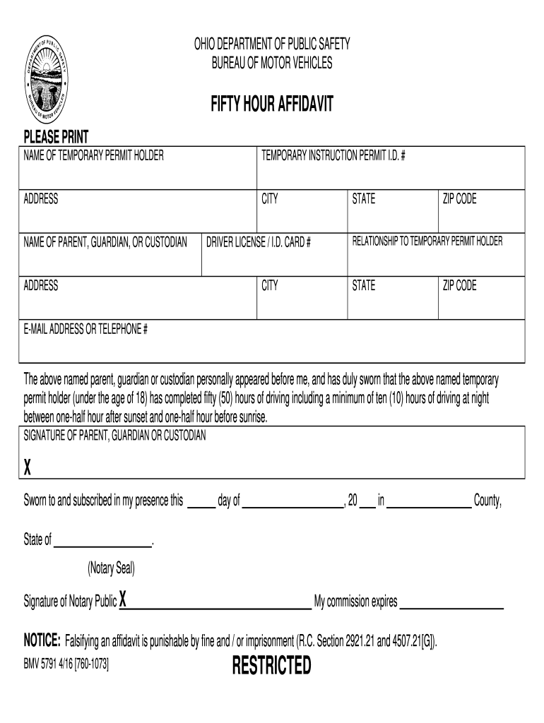 2012 Form OH BMV 5791 Fill Online Printable Fillable Blank PdfFiller