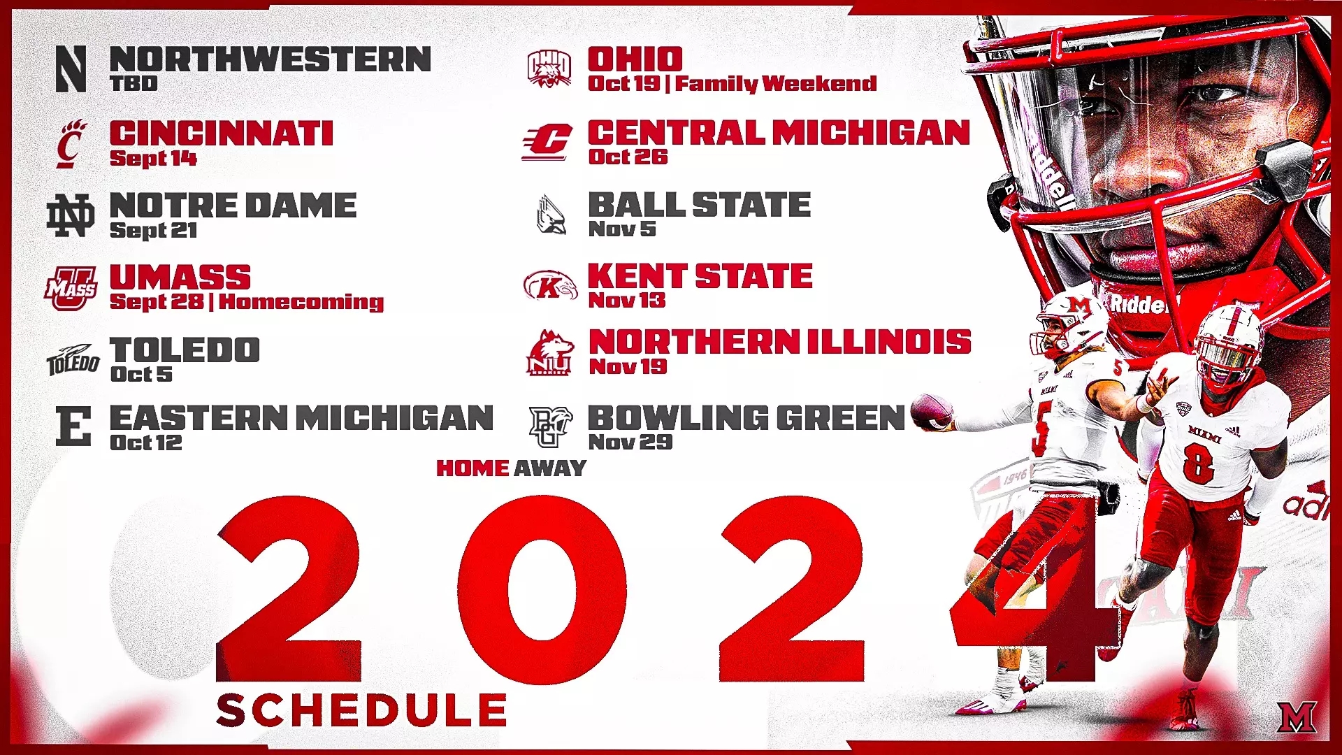 2024 Football Schedule Announced Season Tickets Available NOW Miami University RedHawks