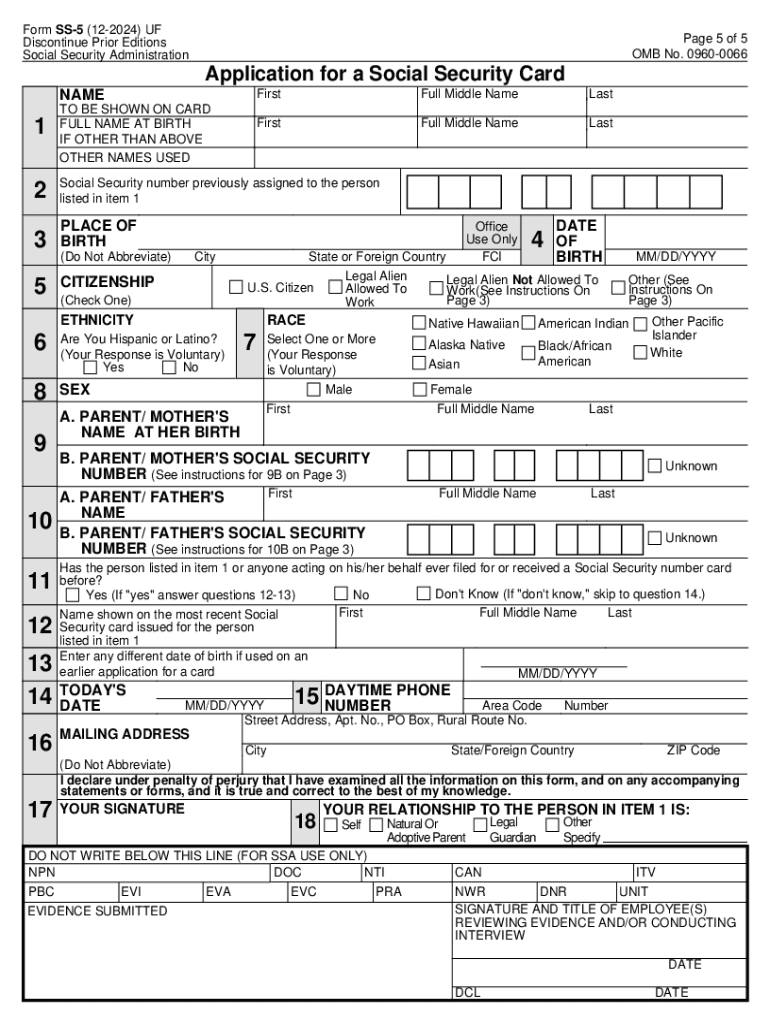 2024 Form SSA SS 5 Fill Online Printable Fillable Blank PdfFiller
