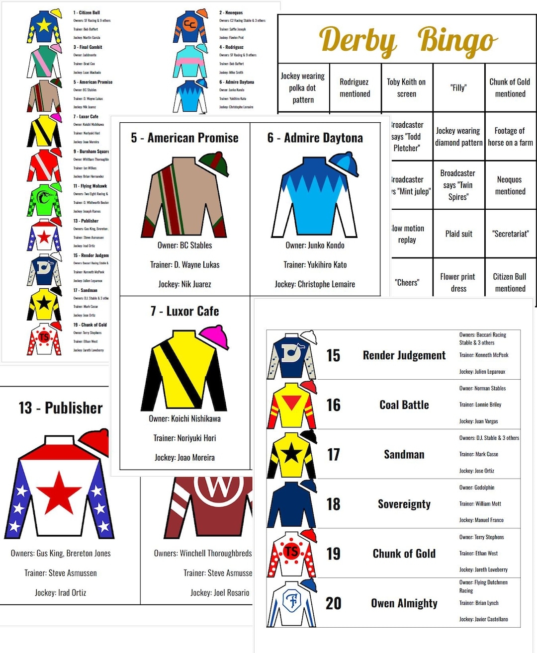 2025 Kentucky Derby Post Positions Printable