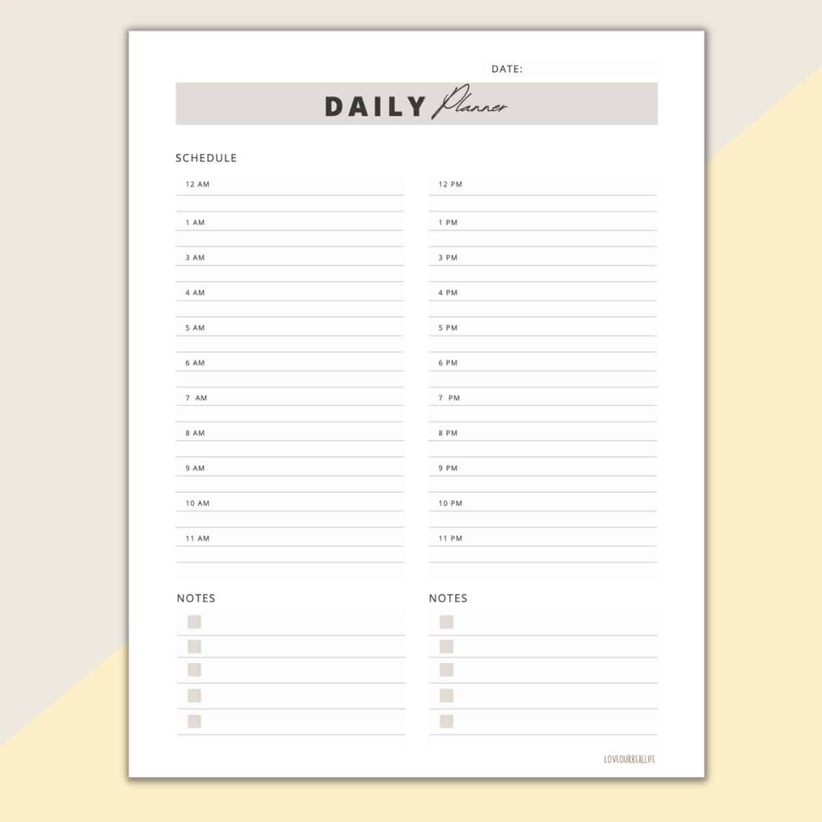 Printable Am Pm 24 Hours Schedule