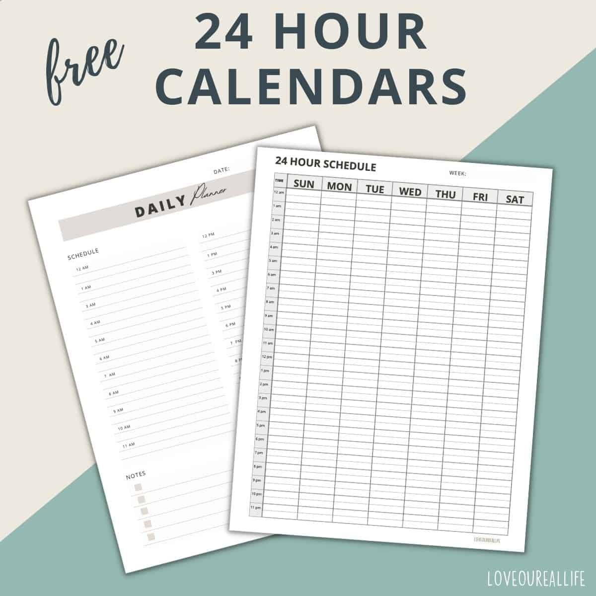 24 Hour Daily Schedule Template 1 Page Layout Printable Love Our Real Life