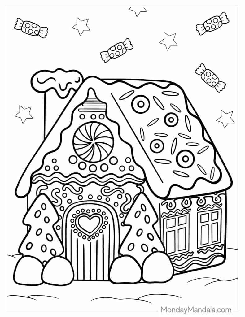 26 Gingerbread House Coloring Pages Free PDF Printables 