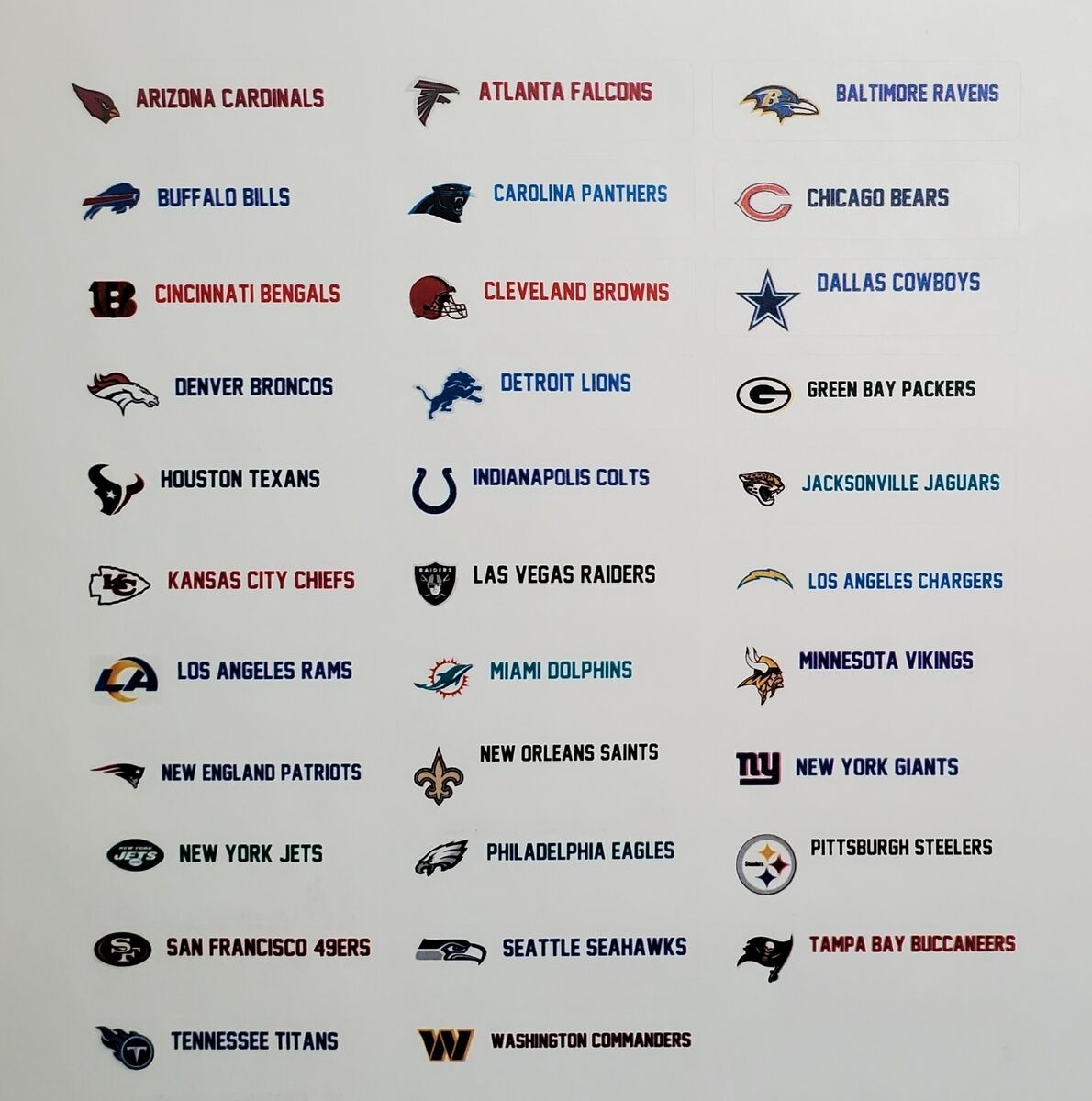 32 STANDARD Sports Card Dividers With 32 FREE NFL Teams Logos Labels EBay