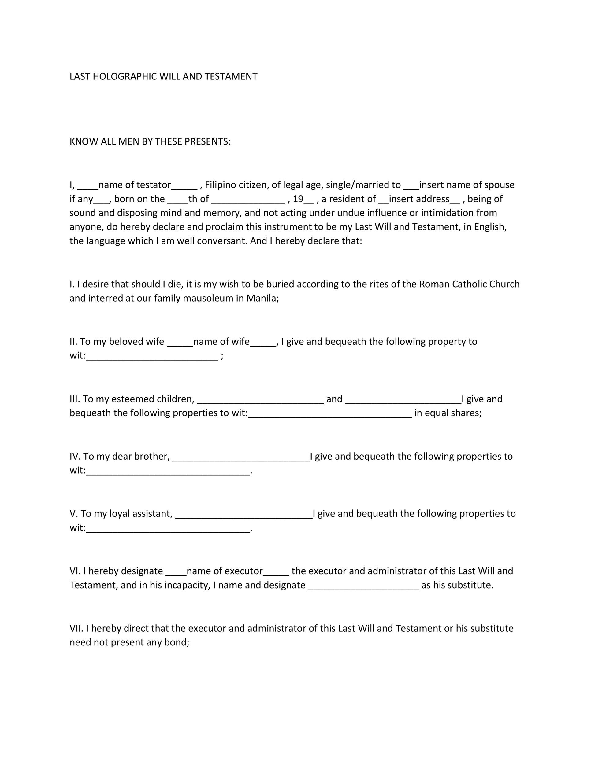 39 Last Will And Testament Forms Templates TemplateLab