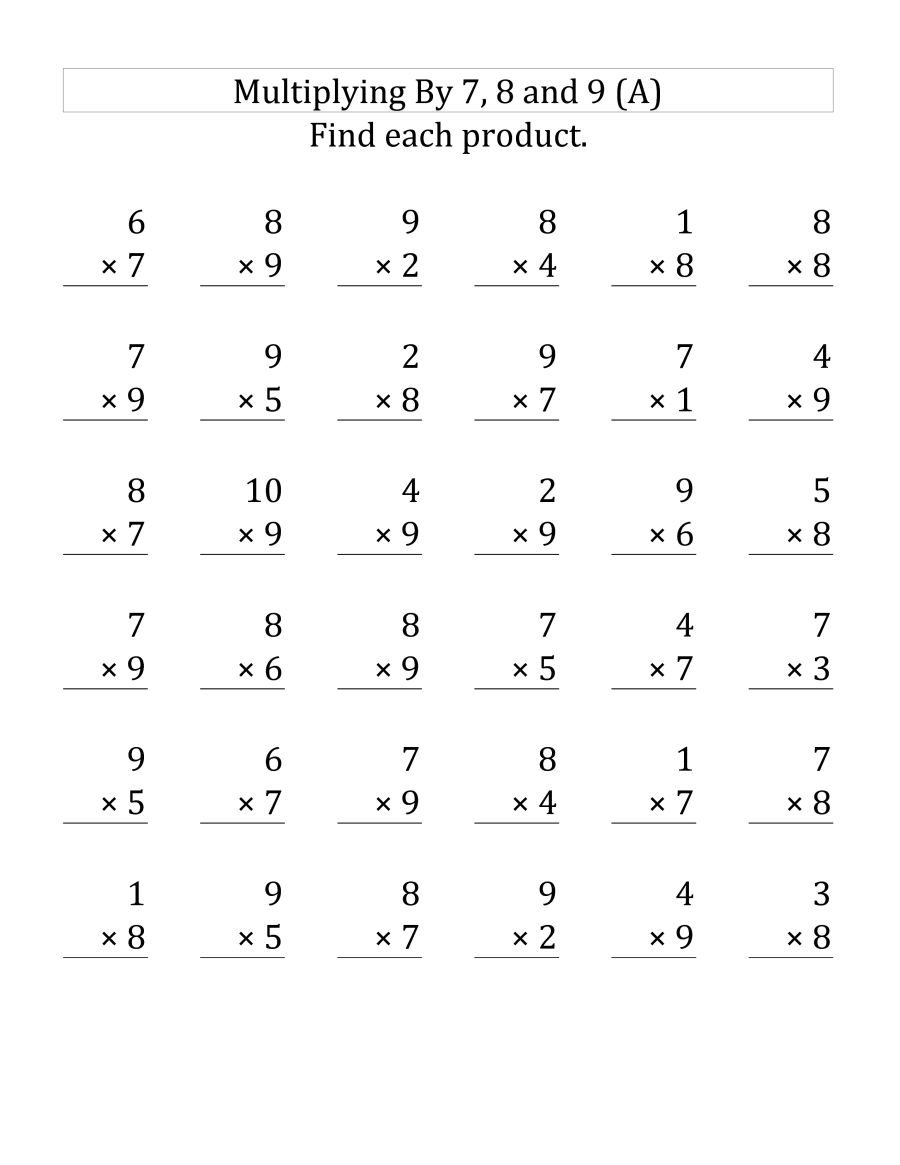 Free Printable 3Rd Grade Multiplication Worksheets Grade 3
