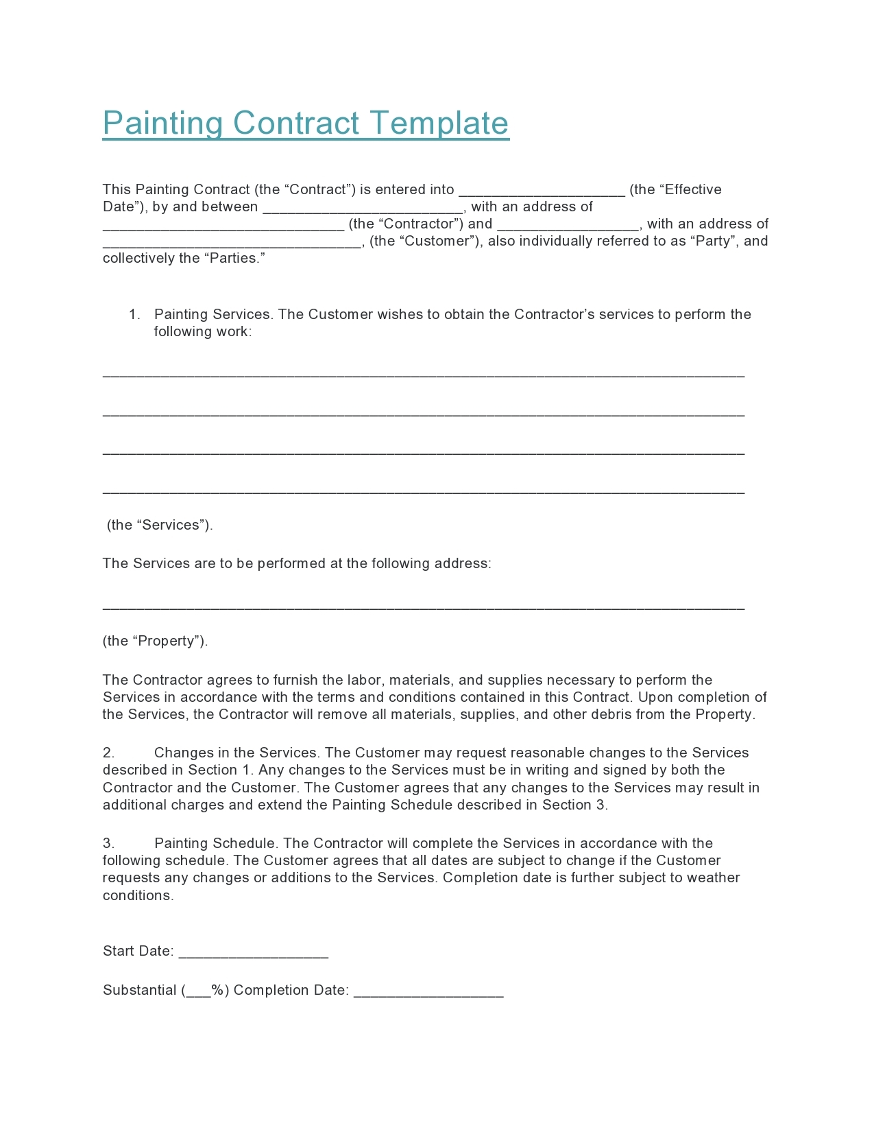 41 Free Painting Contract Templates Word TemplateLab
