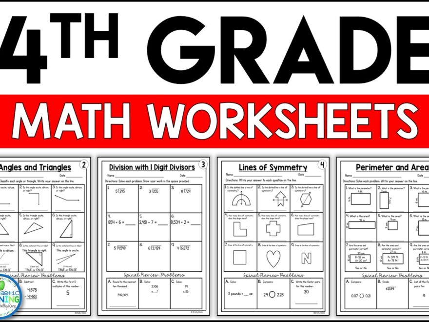 4th Grade Common Core Math Worksheets PRINTABLE Appletastic Learning