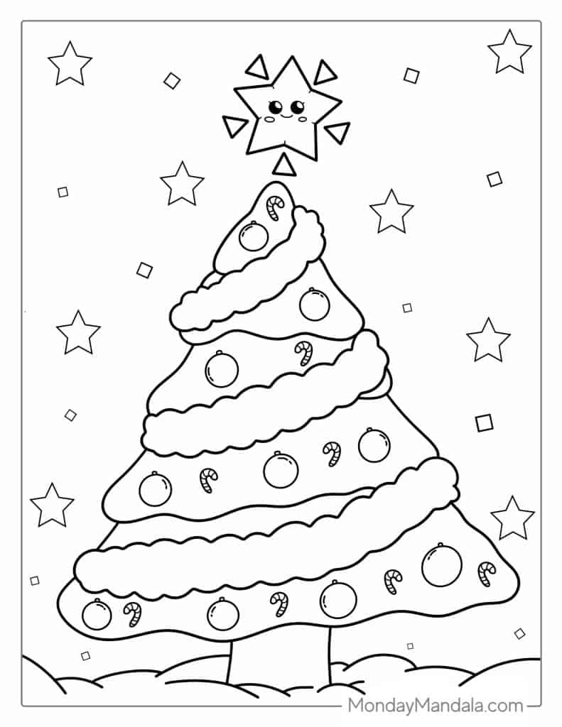 50 Christmas Tree Coloring Pages Free PDF Printables 