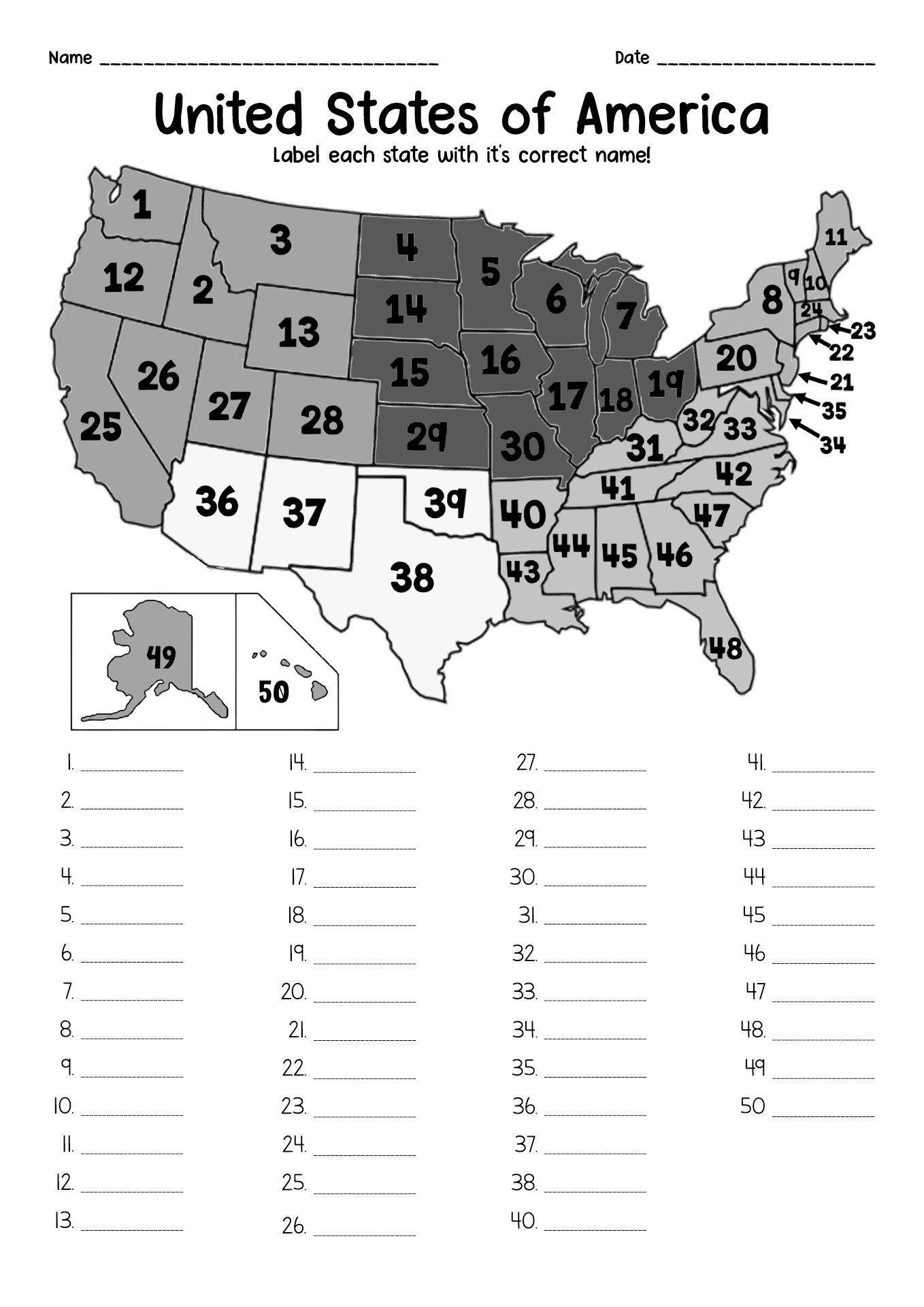 50 States Printables United States Theme Unit 50 States Maps Worksheets Library