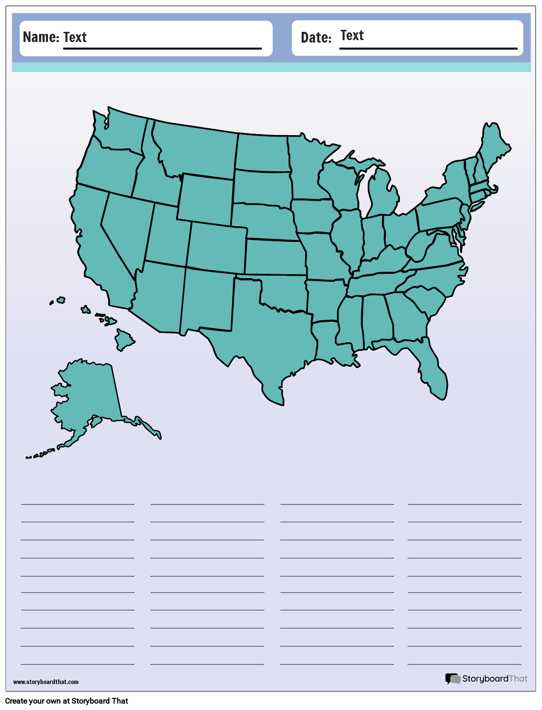 50 States Worksheets Create Print With Storyboard That
