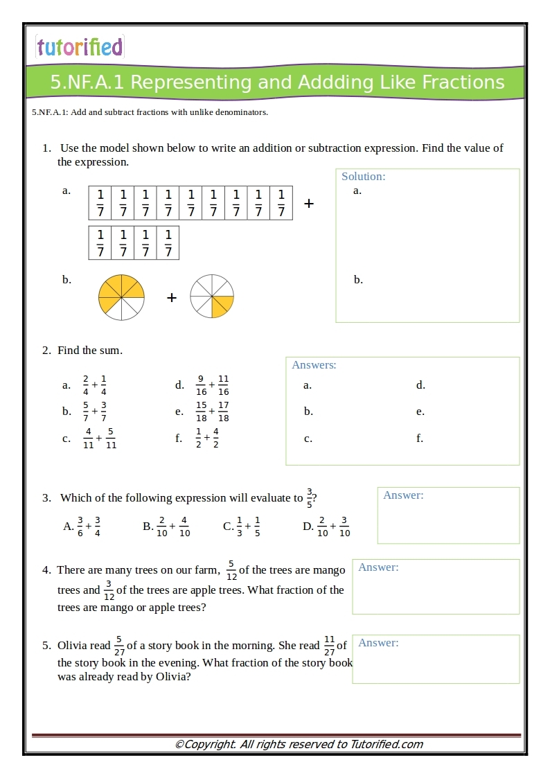 5th Grade Common Core Math Worksheets