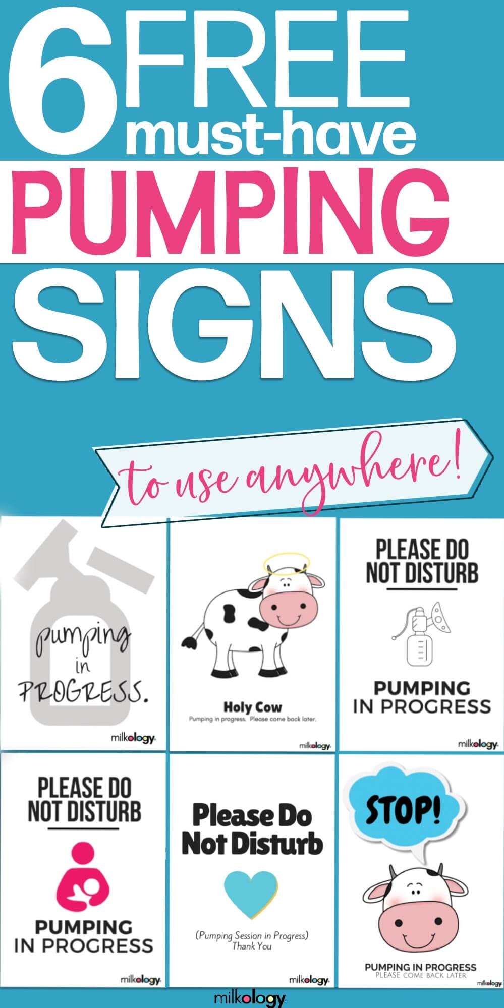 6 FREE Pumping In Progress Signs Milkology 