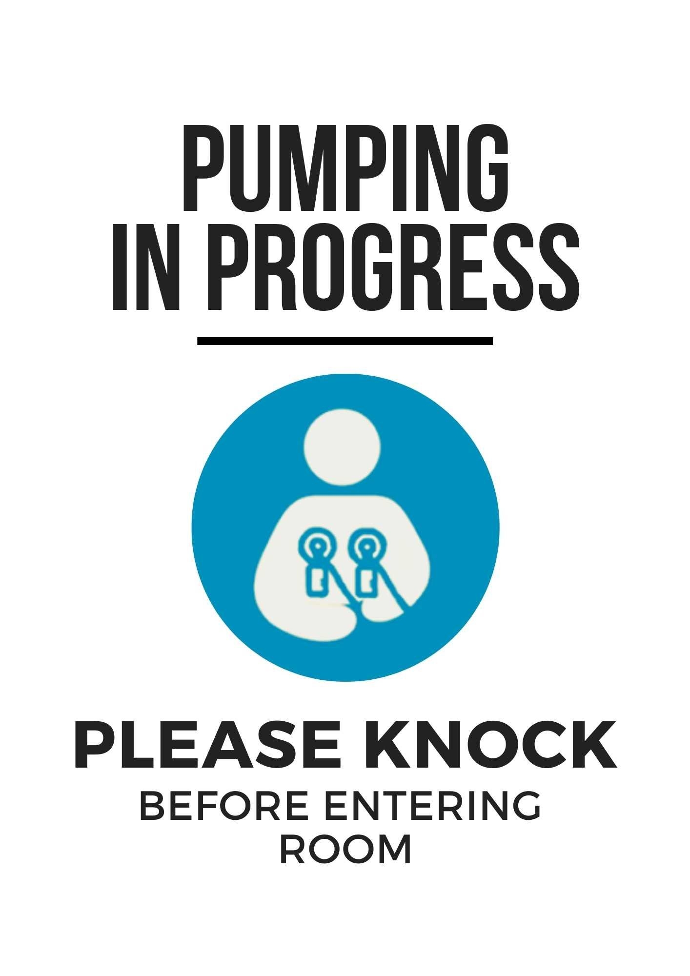 6 FREE Pumping In Progress Signs Milkology 