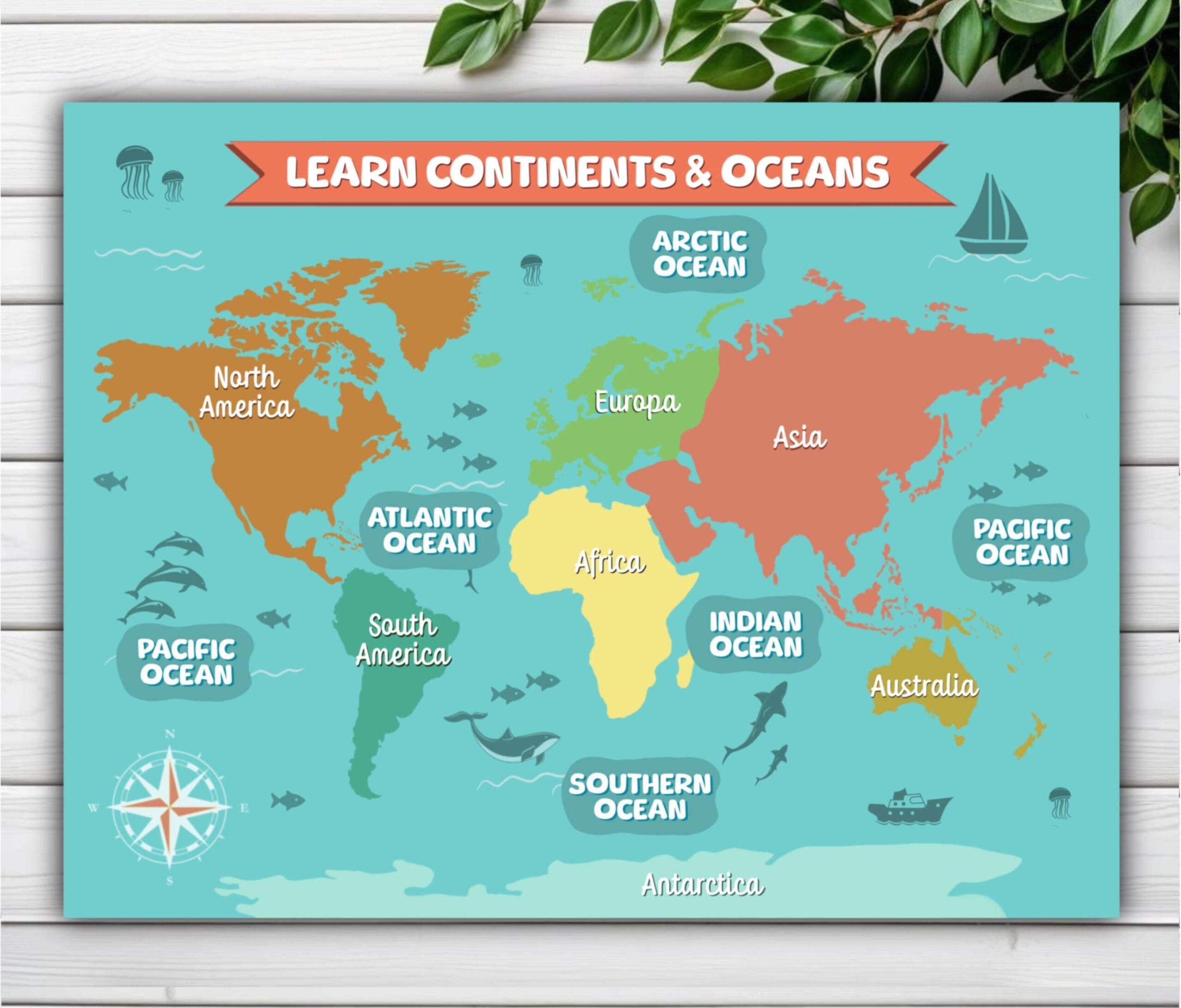 7 Continents Oceans Continents Of The World For Kids Montessori Printable Materials World Map And Oceans Learn Continents learn Oceans Etsy