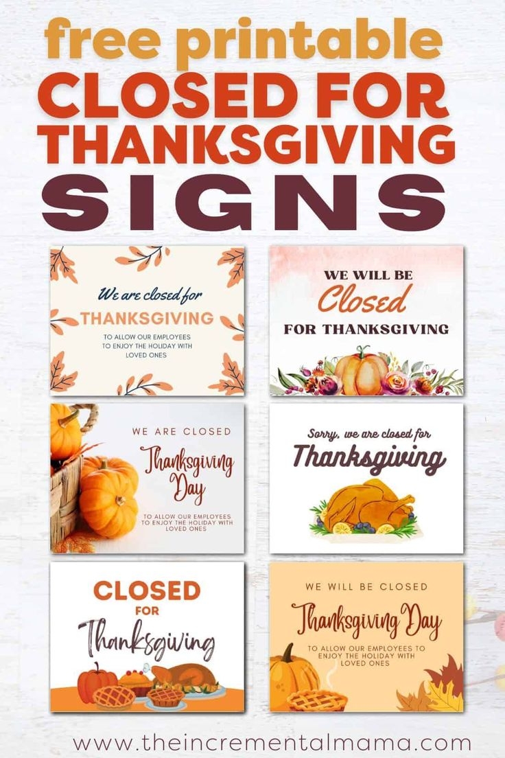 7 Free Printable Closed For Thanksgiving Sign Templates