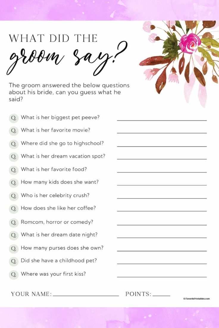 87 What Did The Groom Say Game Question Templates Free 