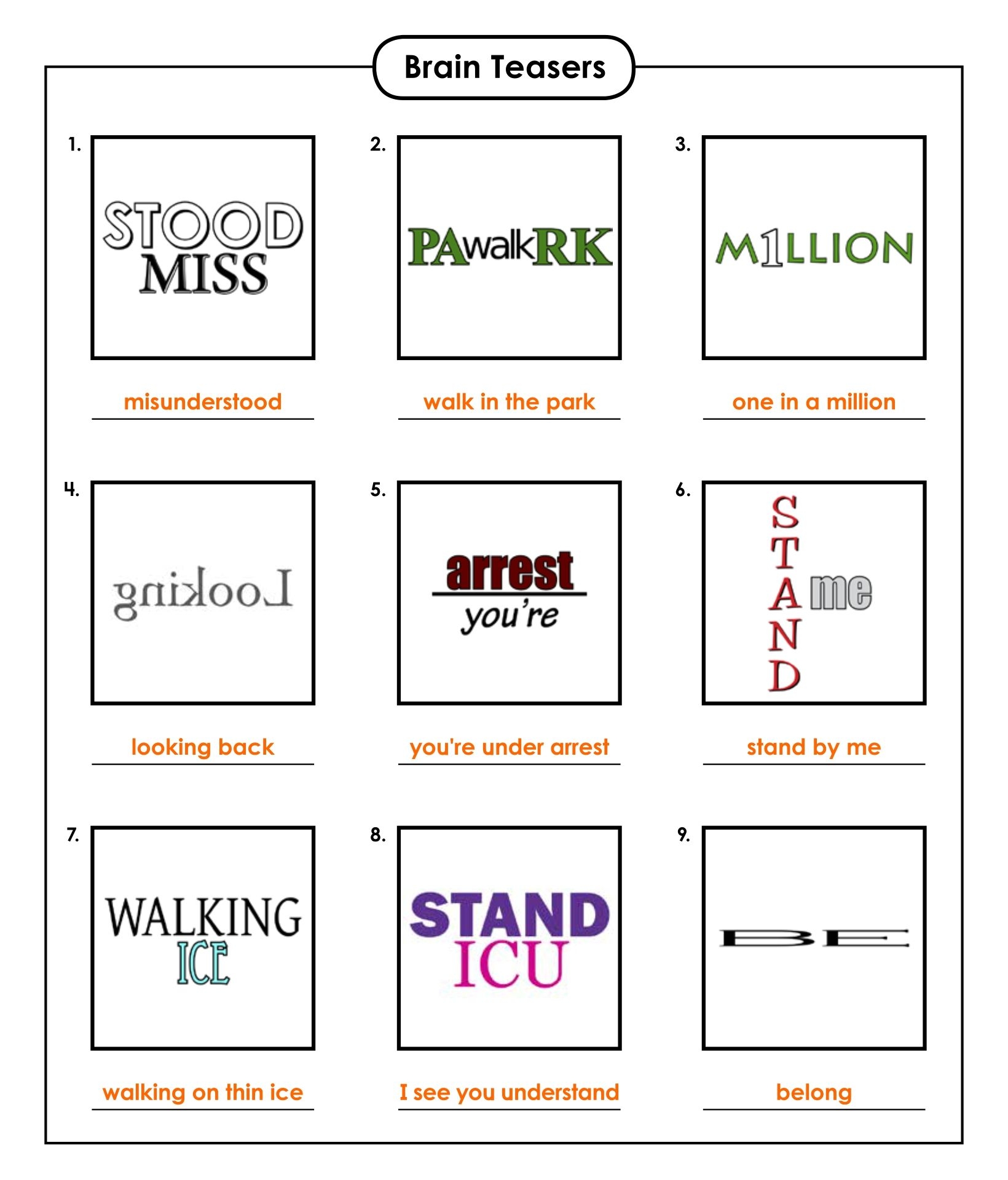 Printable Brain Teasers With Answers