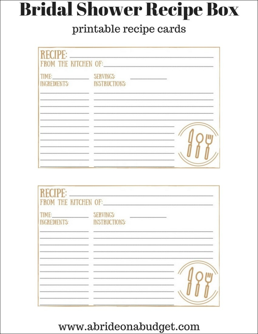 A Bride On A Budget How To Make A Bridal Shower Recipe Box plus Free Recipe Card Printables 