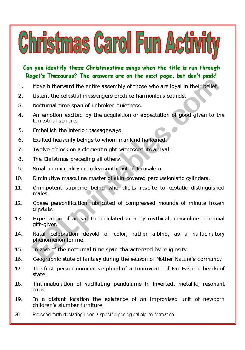 A Christmas Carol Activities For Kids With Free Printables Every Worksheets Library