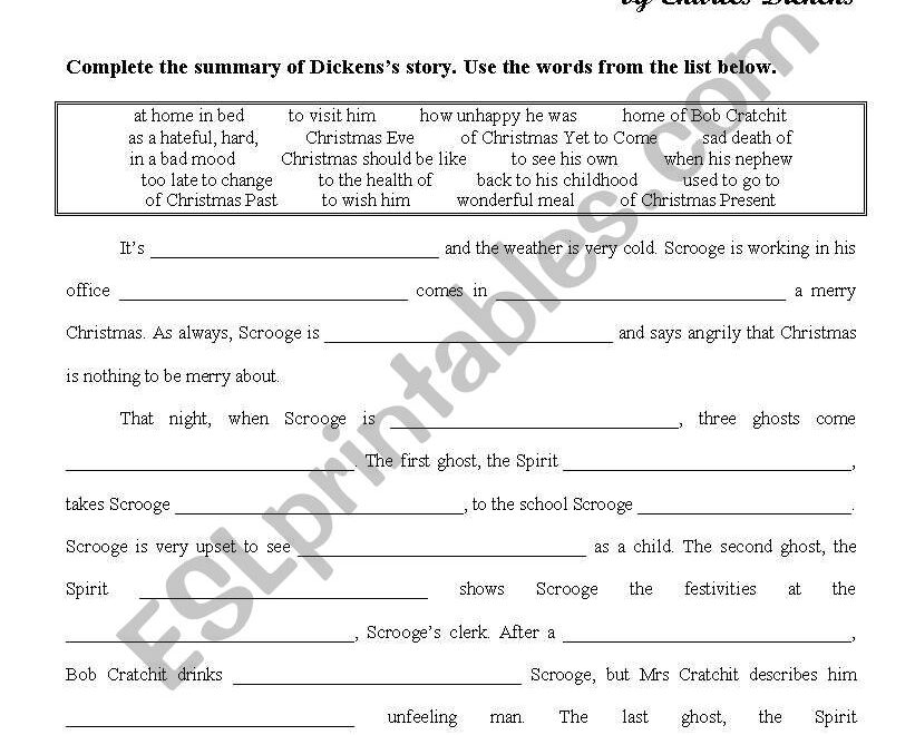 A Christmas Carol ESL Worksheet By Yppos59 Worksheets Library