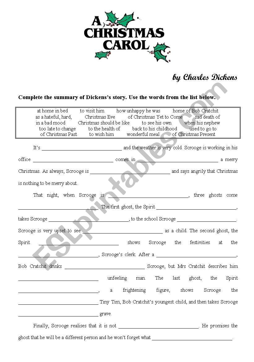 A Christmas Carol ESL Worksheet By Yppos59 Worksheets Library