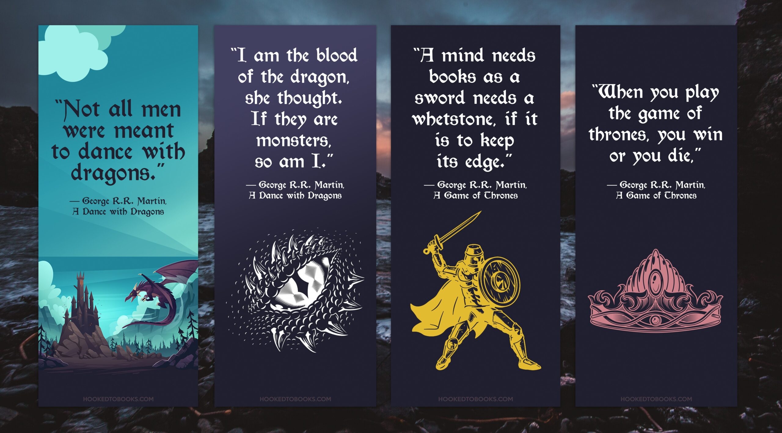 A Song Of Ice Fire GOT Digital Download Printable Bookmarks Hooked To Books