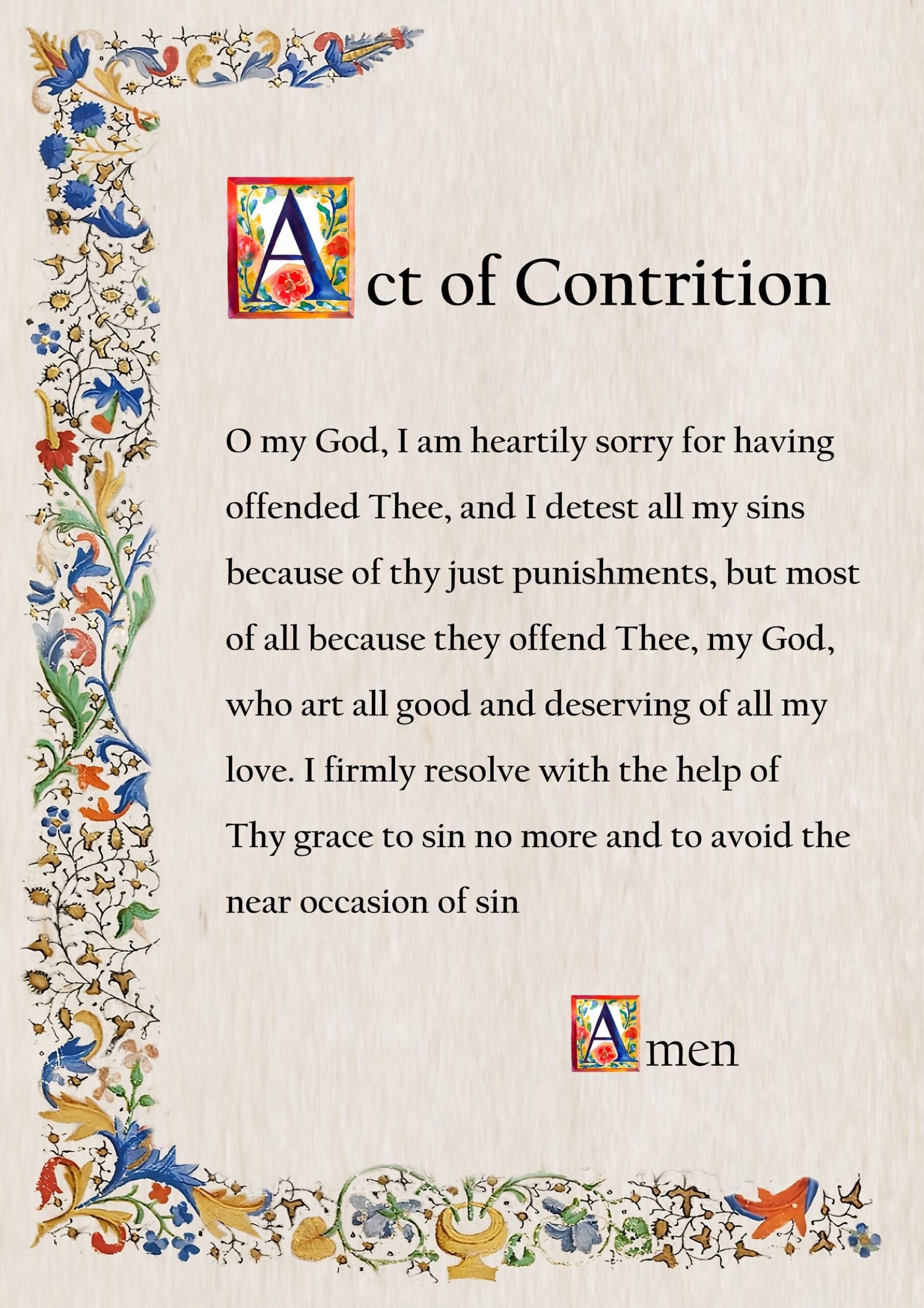 Act Of Contrition Printable Prayer Card Free Editable Printables 