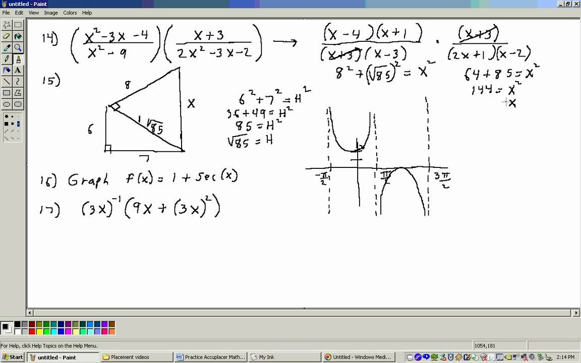 Acuplacer Math Placement Test 1 College Level Section Part 3 Worksheets Library