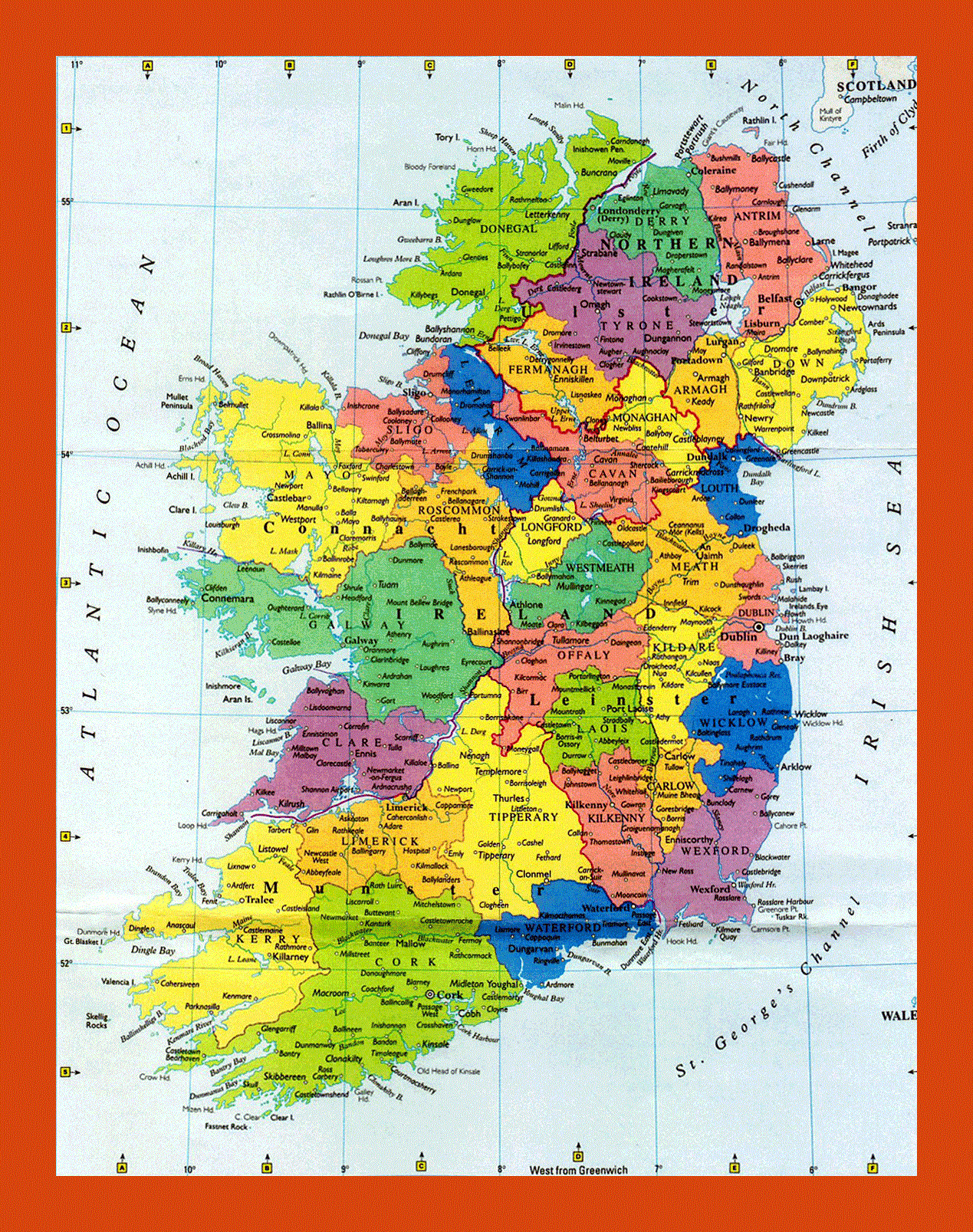 Administrative Map Of Ireland Maps Of Ireland Maps Of Europe GIF Map Maps Of The World In GIF Format Maps Of The Whole World