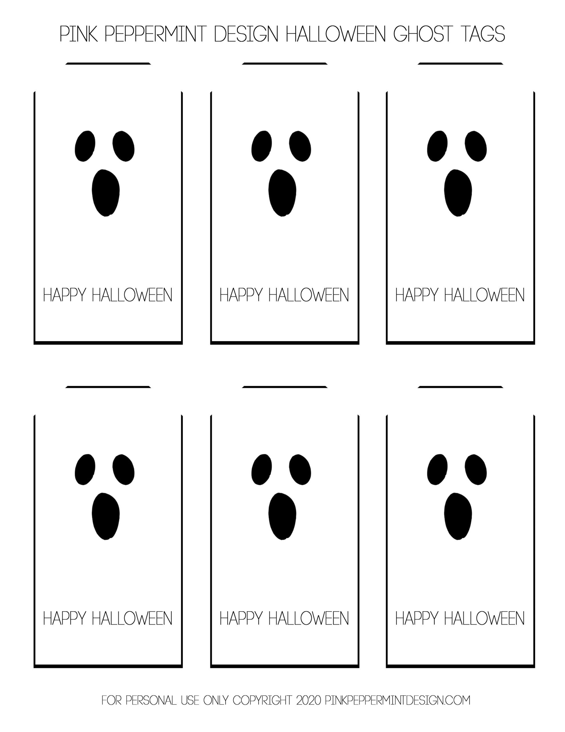 Adorable Free Printable Halloween Tags Ghosts Pink Peppermint Design
