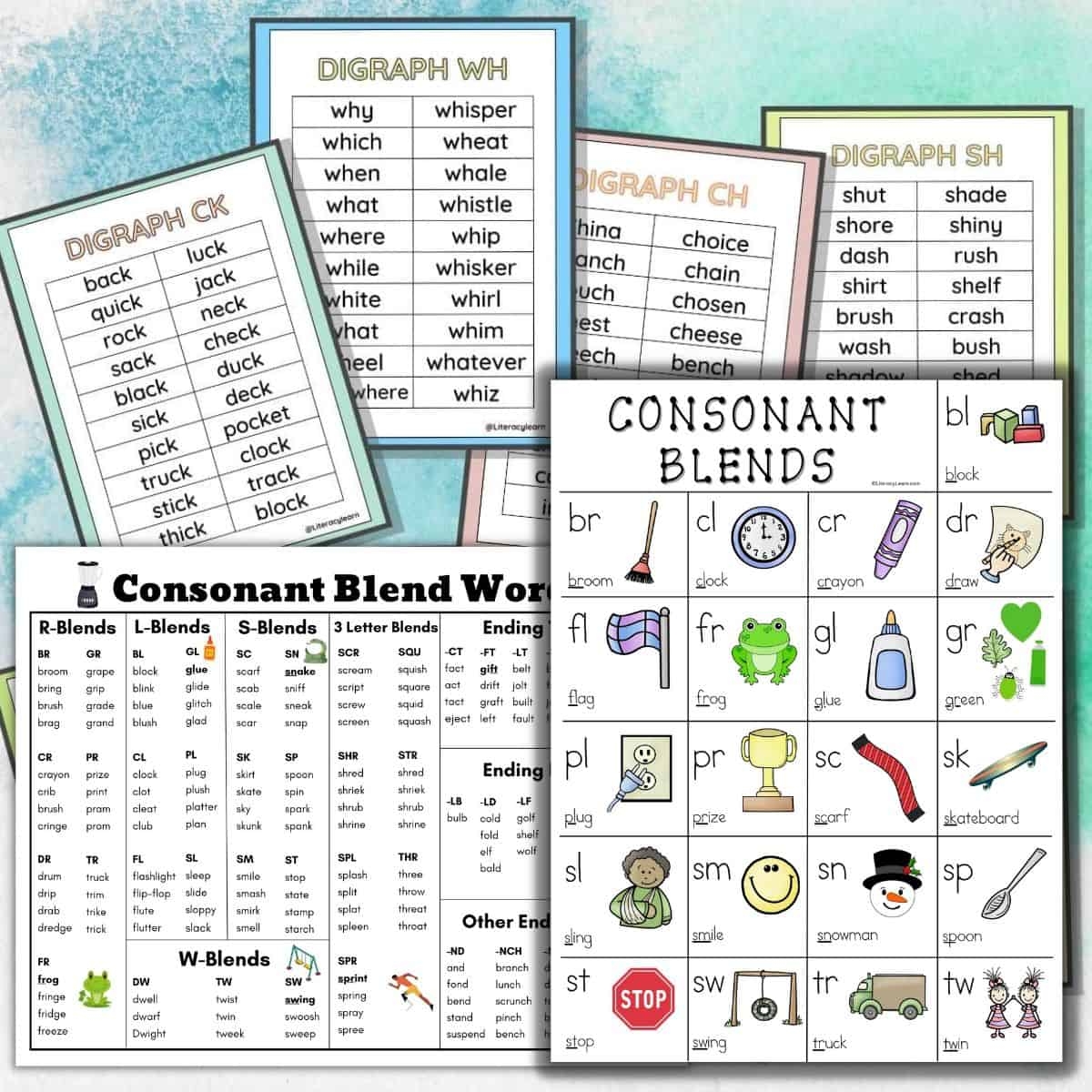 All About Digraphs Blends Free Lists Charts Literacy Learn