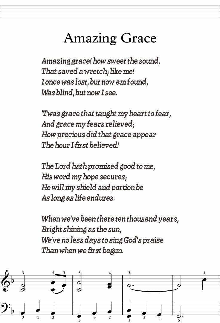Amazing Grace Lyrics 5 Free PDF Printables Printablee