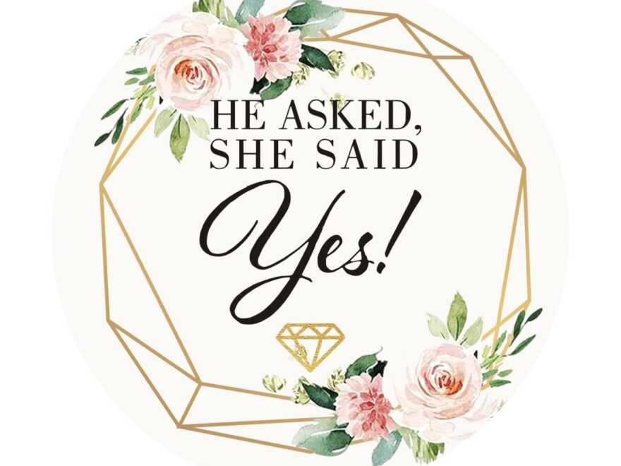 Amazon 50 Count Of 2 Round He Asked She Said Yes Stickers For Wedding Party Decorations Toys Games