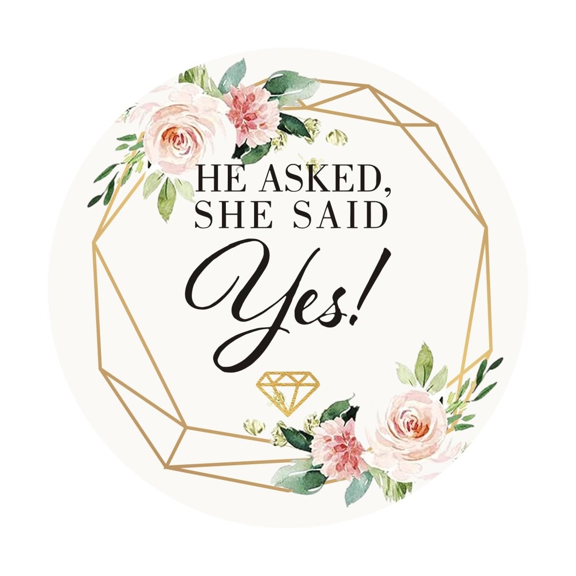 Amazon 50 Count Of 2 Round He Asked She Said Yes Stickers For Wedding Party Decorations Toys Games