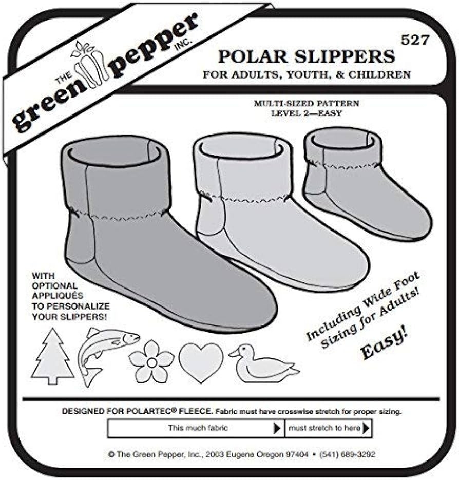 Amazon Fleece Polar Slippers 527 For Adults Youth And Children Sewing Pattern Pattern Only Arts Crafts Sewing