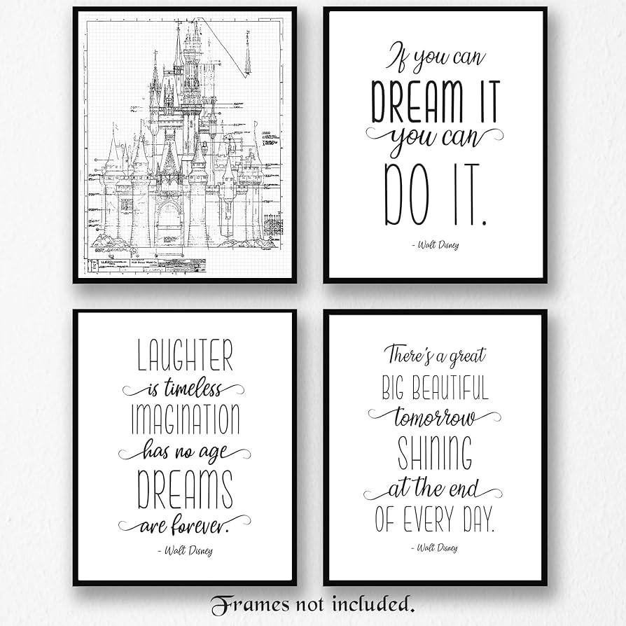 Amazon Inspirational Walt Disney Quote Prints 4 8x10 Unframed Photos Wall Art Decor Gift For Home Office Work Garage Shop School Gym College Student Teen Teacher Coach Literary Friend Positive Mentor 