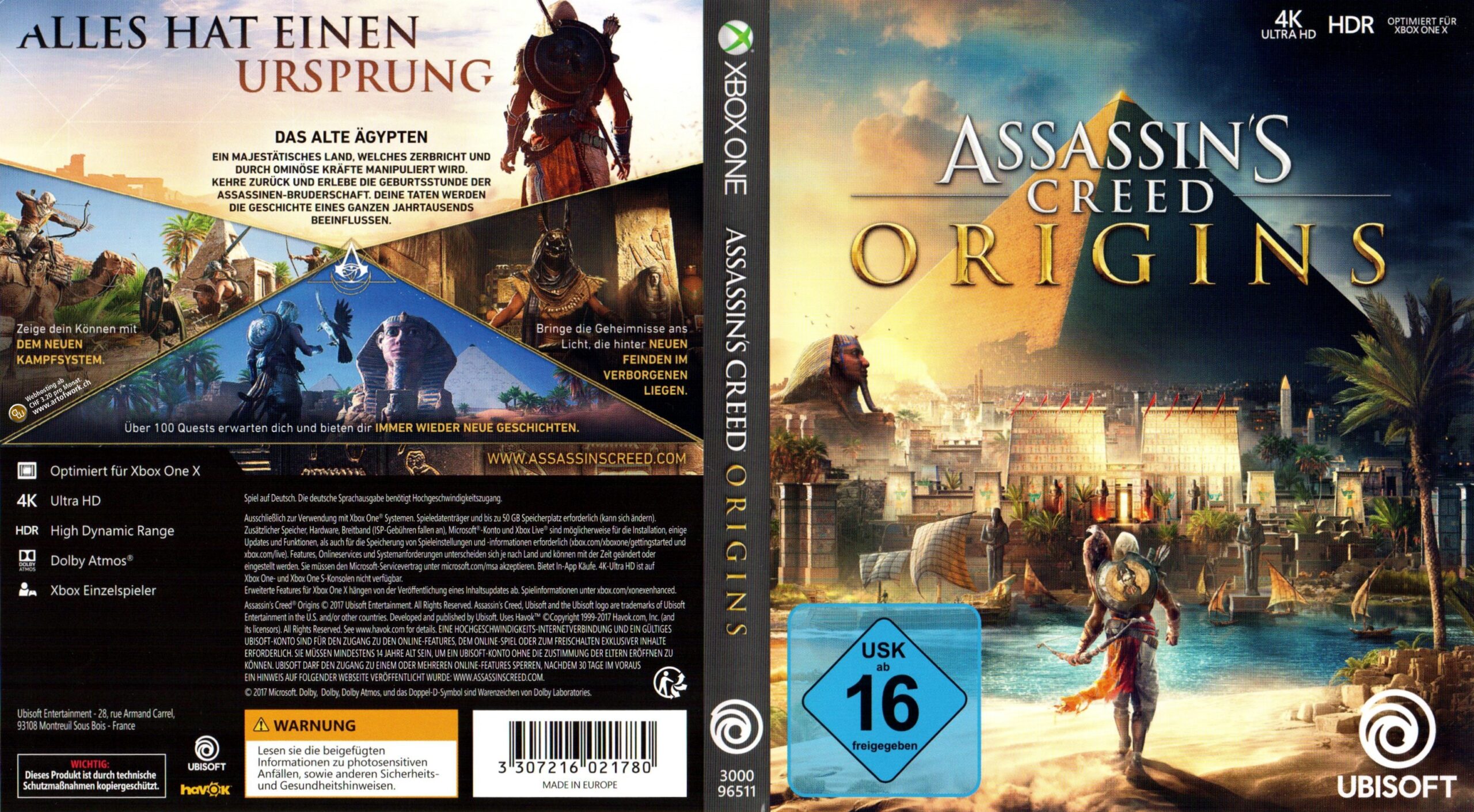 Assassins Creed Origins Xbox One Cover Deutsch Ubisoft German Xbox One Cover German DVD Covers