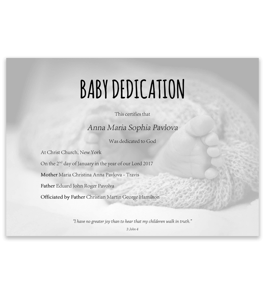 Free Printable Baby Dedication Certificate Template