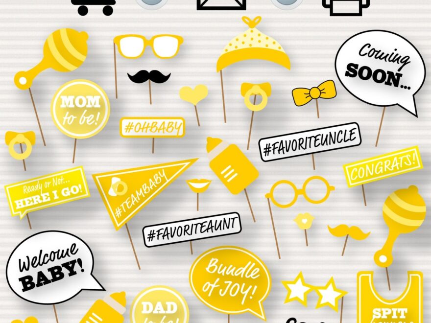 Baby Shower Printable Photo Booth Props Baby Shower Photobooth Props Yellow Baby Shower Printables Gender Neutral Photo Booth neutral Etsy Canada