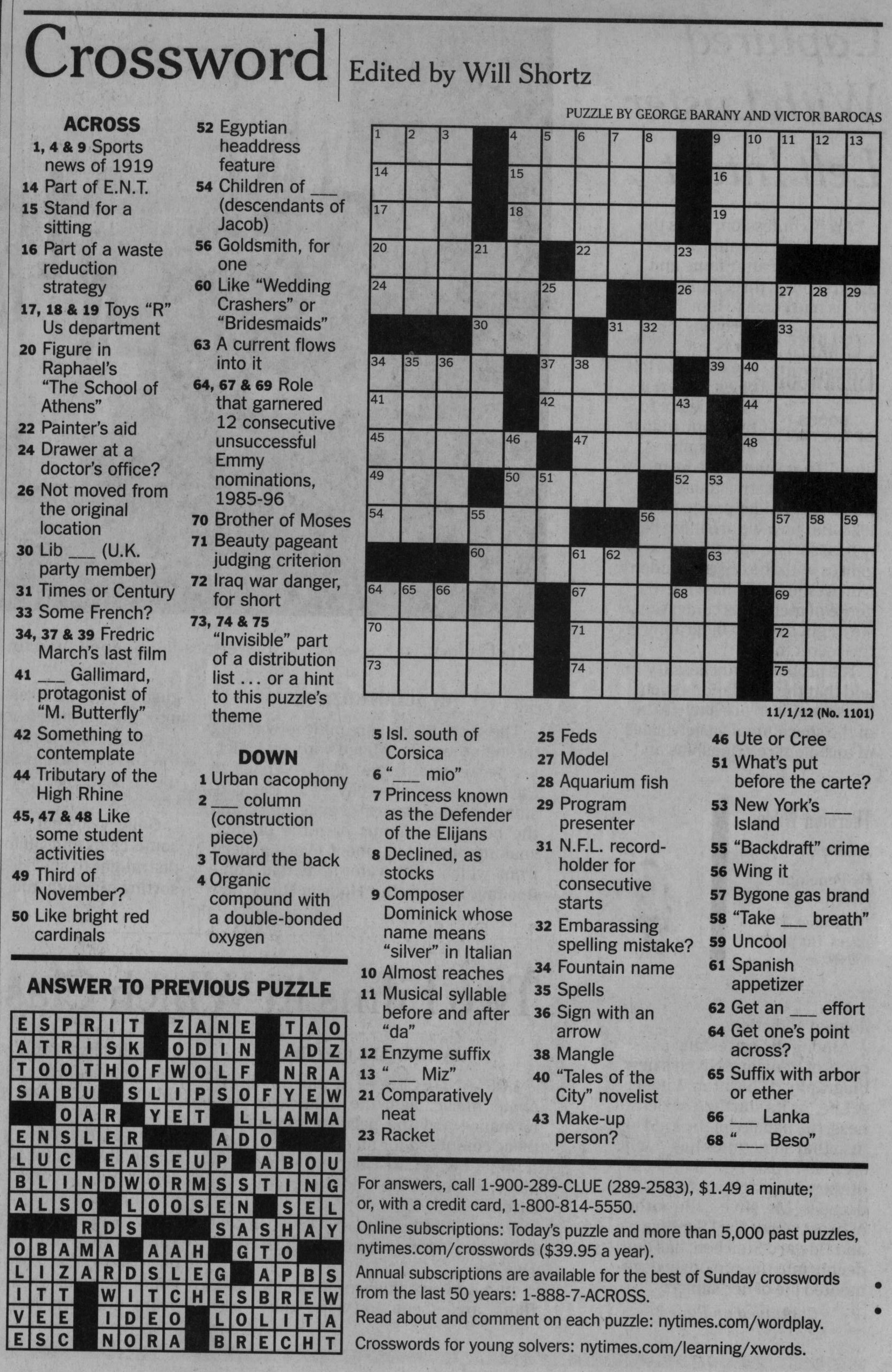 Nytimes Crossword Puzzle Printable Free