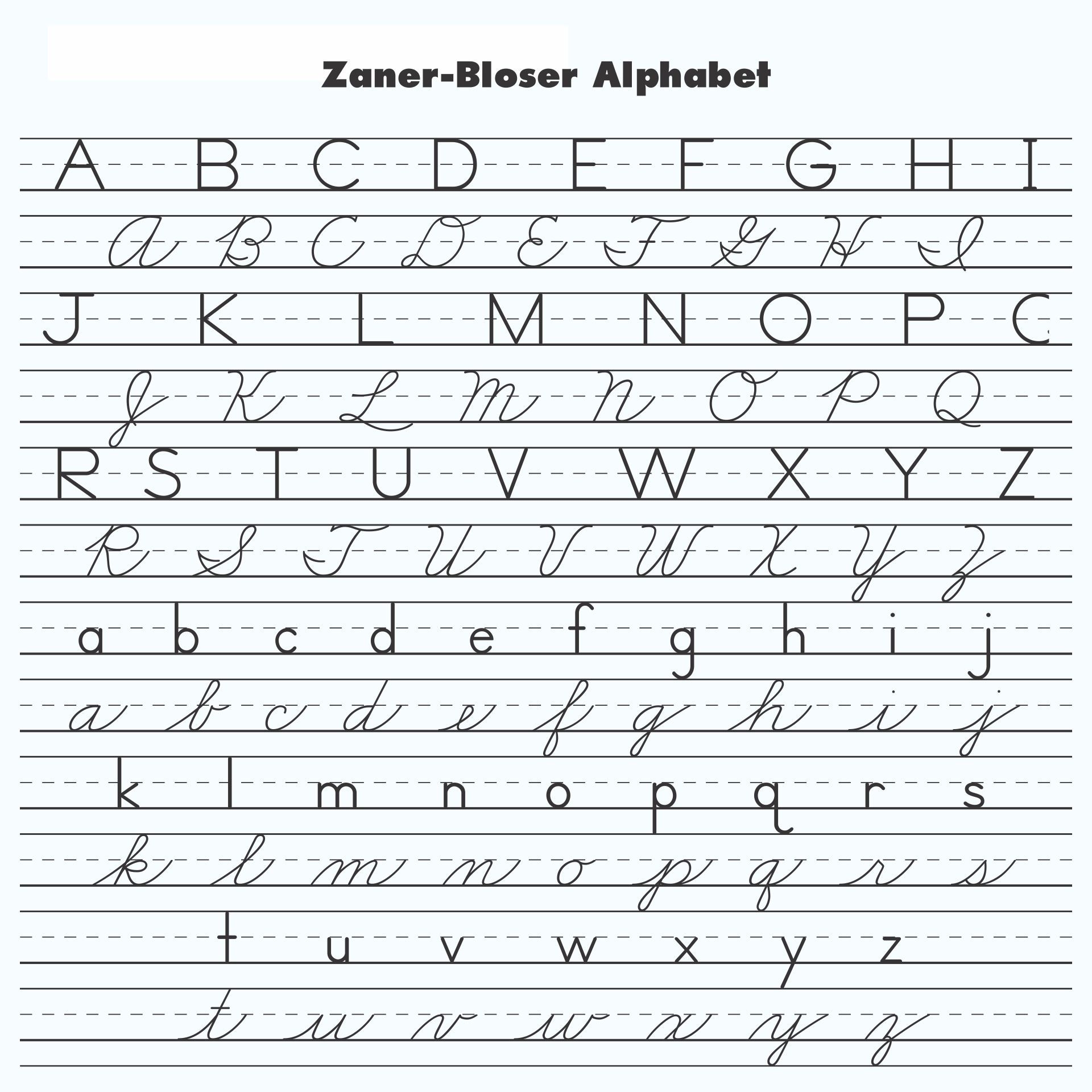 Basic Alphabet Zaner Bloser Cursive Bulletin Board Set T 1859 Worksheets Library