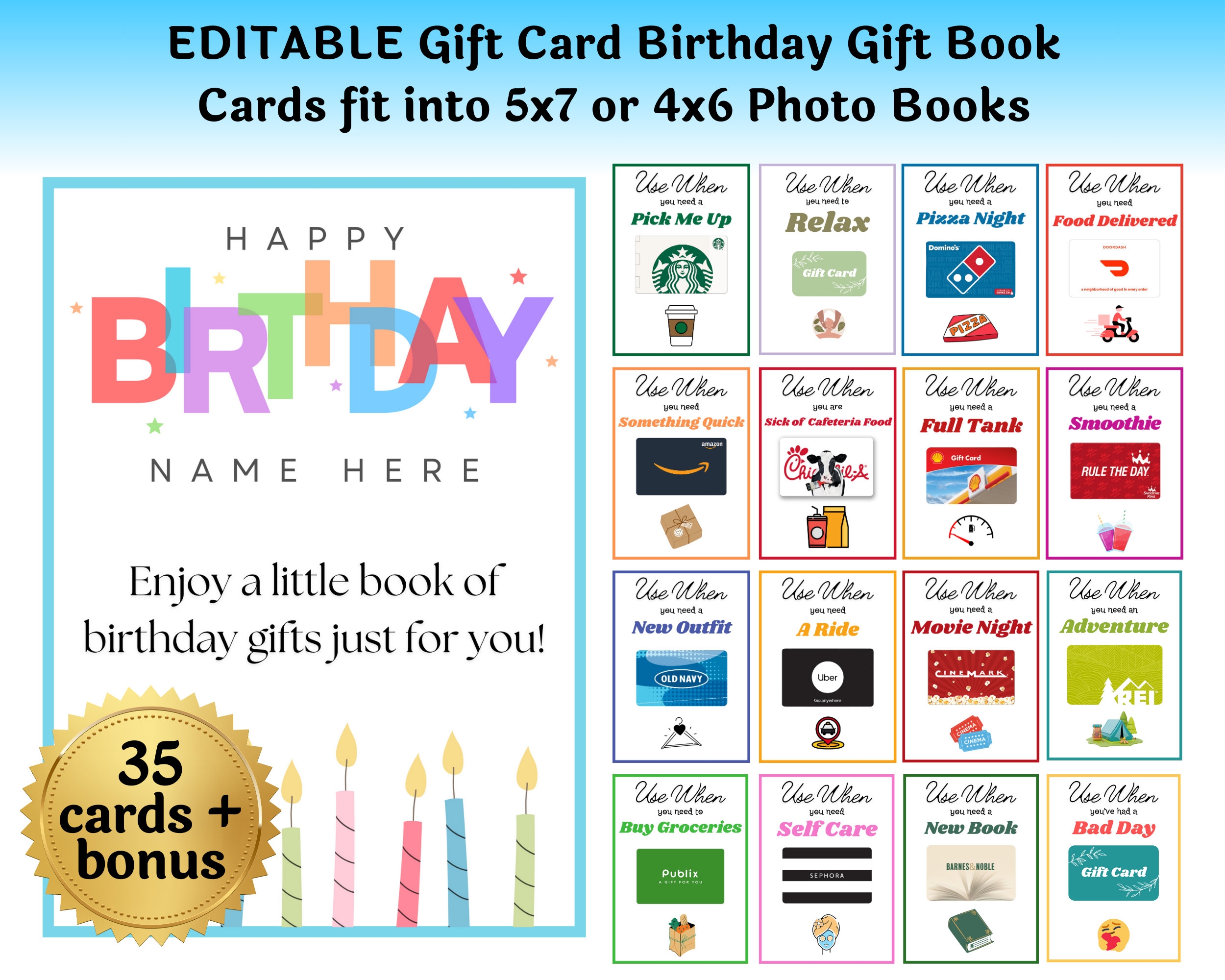 Bearbeitbares Geburtstagsgeschenkkartenbuch Last Minute Geburtstagsgeschenk Geburtstagskartenhalter F r Erwachsene Anpassen In Canva Sofortiger Download Bearbeitung Und Druck Etsy de